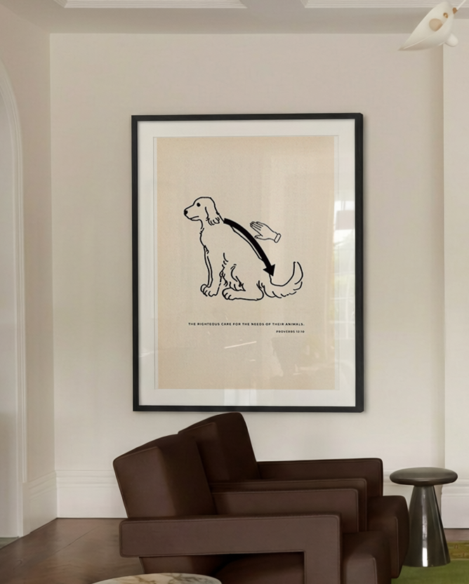 Christian Dog Framed Art — Proverbs 12:10