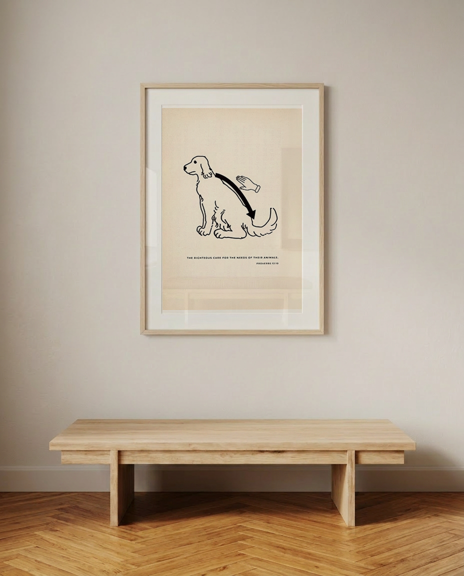 Christian Dog Framed Art — Proverbs 12:10