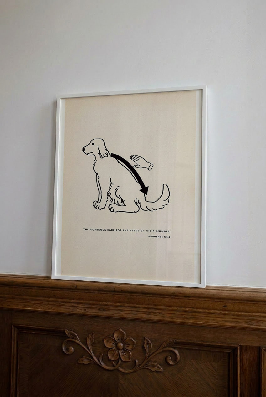 Christian Dog Framed Art — Proverbs 12:10